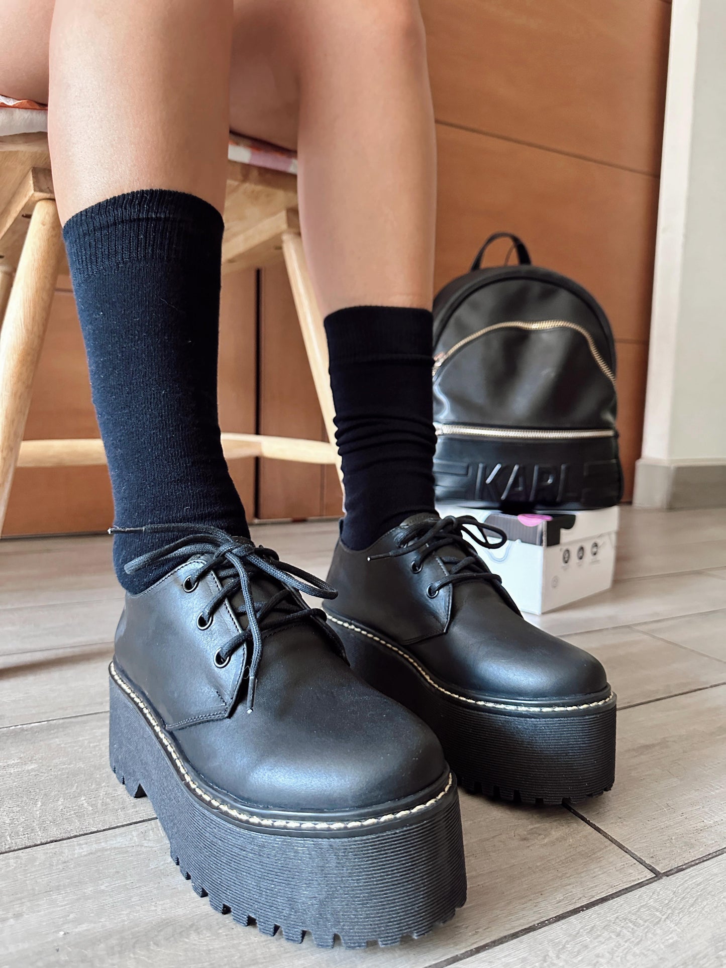 Zapato Escolar 🖤 Plataforma 7cm ⚡️