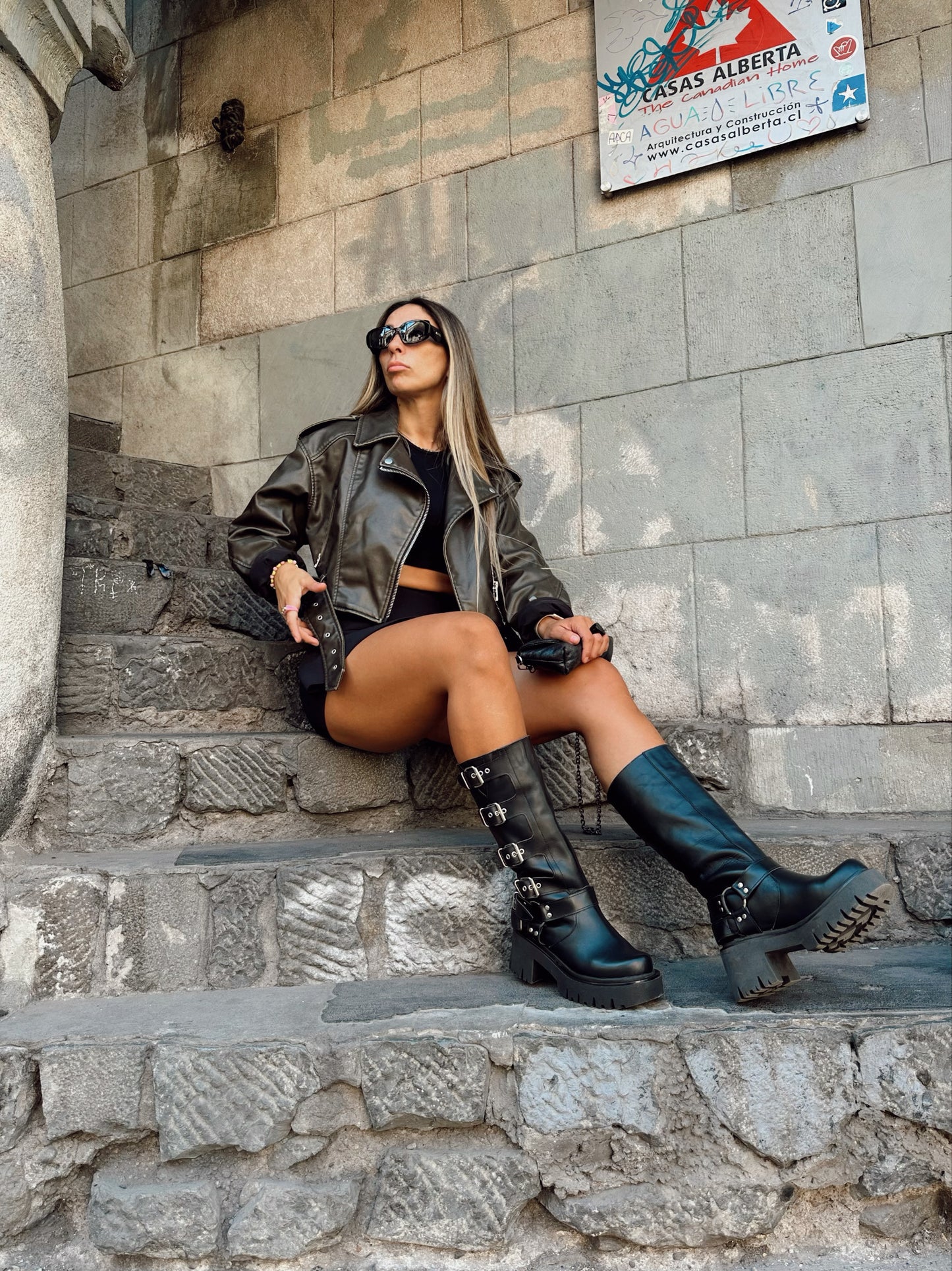 Moto Boots Cuero Negro