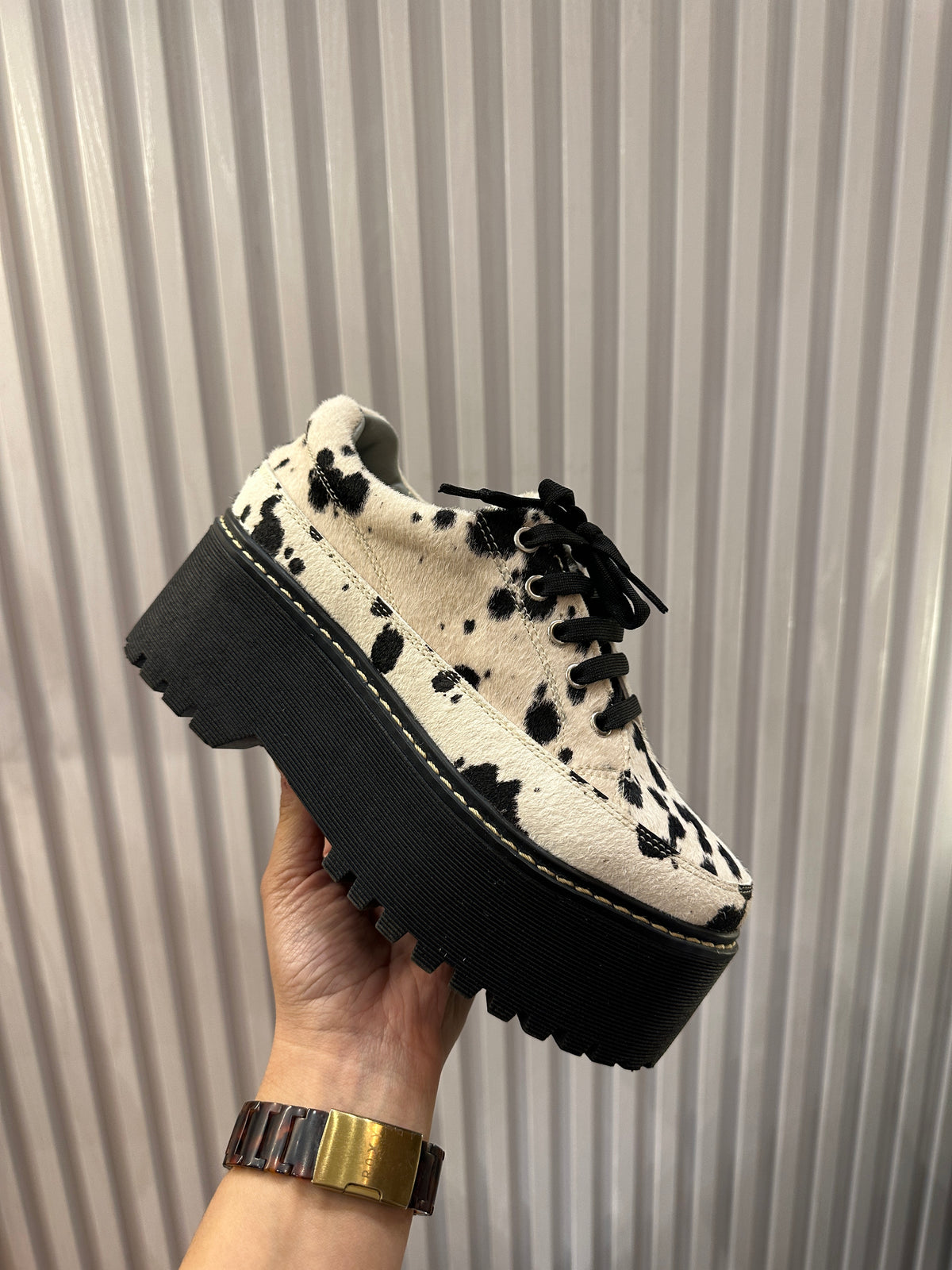 Oxford Cow Negro Plataforma 7 cm